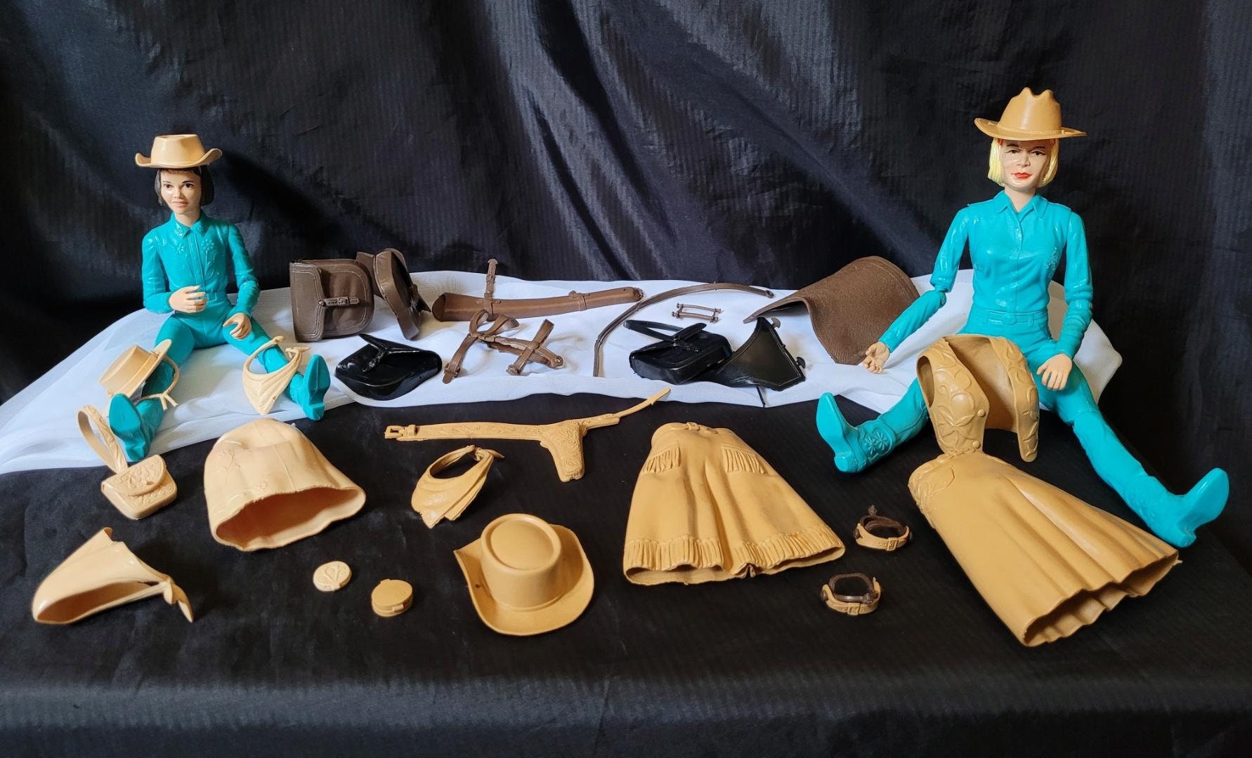 1960s Marx Best of the West Jane & Janice Action Figures Huge Lot