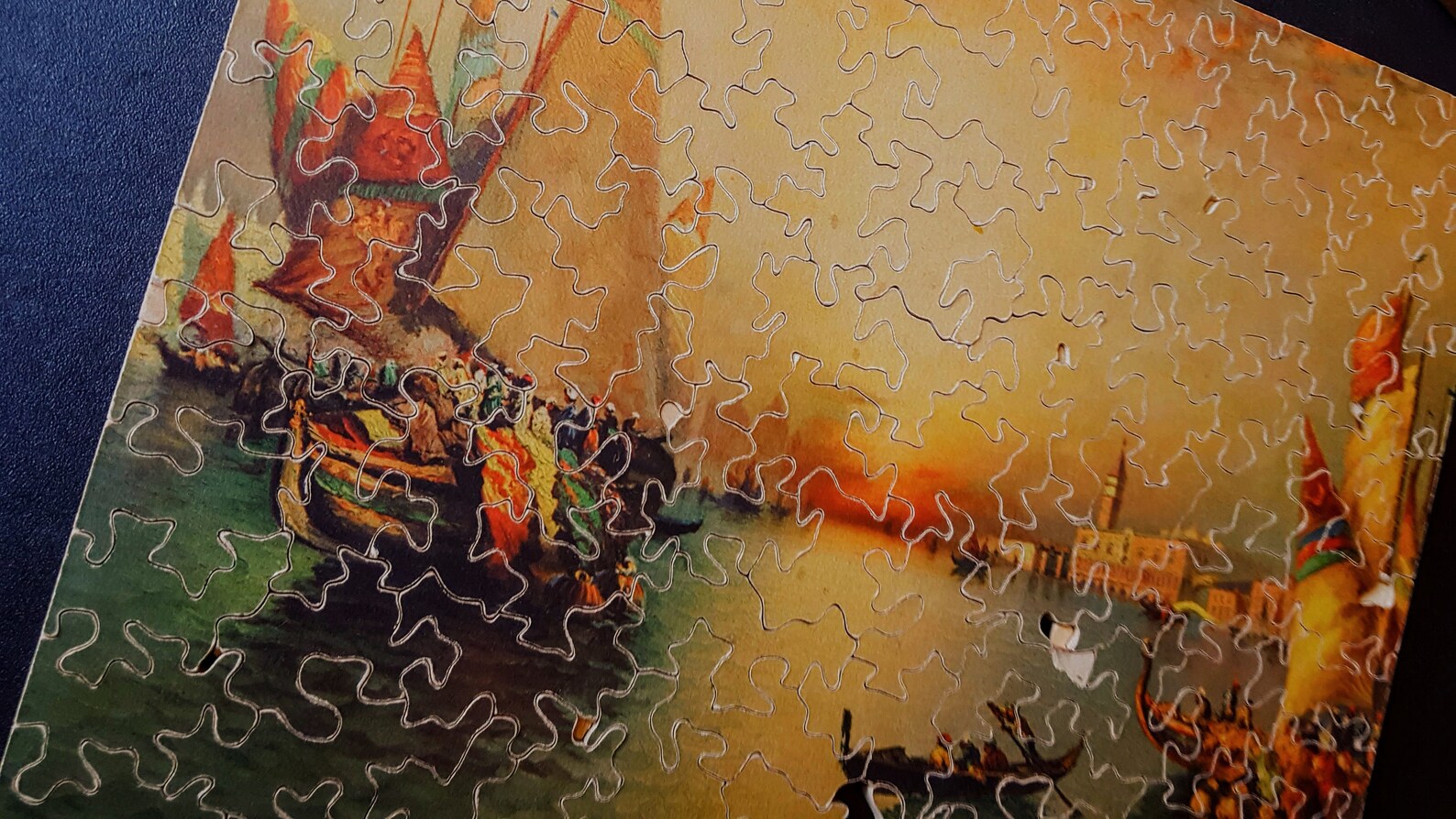 Lot Vintage Puzzles Zigzag Wooden Jigsaw Landscape Traders Etsy