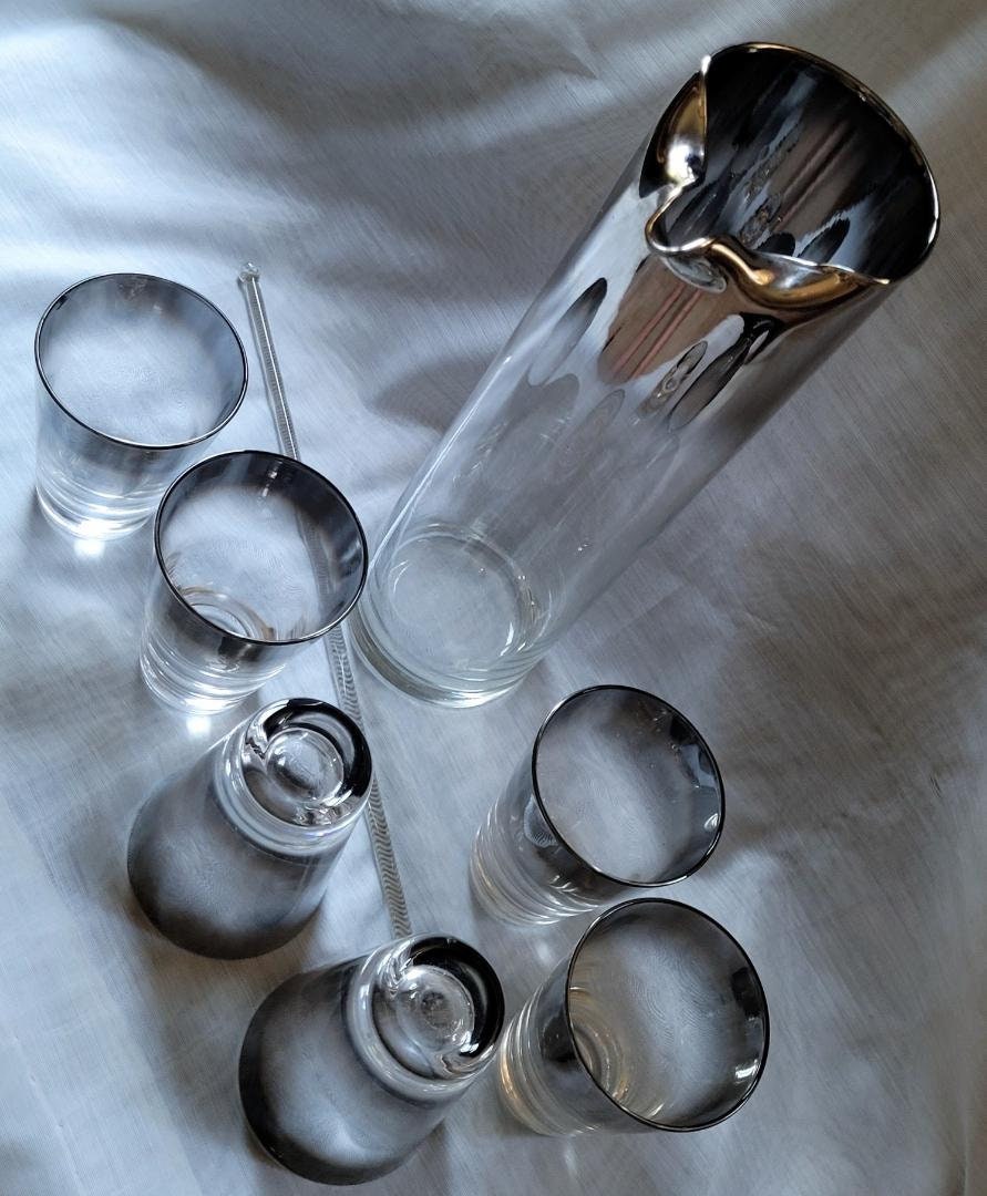 Mid Century Set Pitcher 6 Rocks Glasses Stirrer Dorothy Thorpe