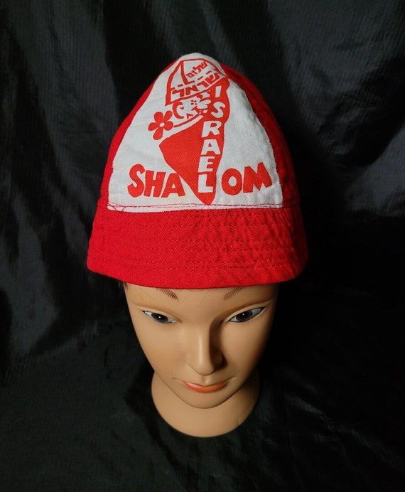 Vintage Israel Shalom Canvas Bucket Hat Kova Tembel Peace