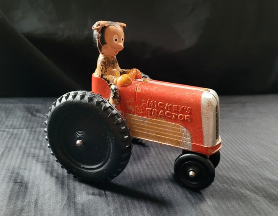 1940s Sun Rubber Mickey's Tractor Walt Disney Decor Display Toy