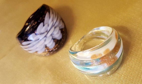 Set of Blown Glass Rings Handcrafted Swirl Bands … - image 10