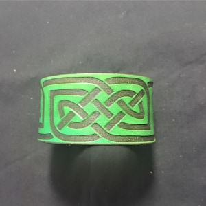 Leather Celtic Bracelet Laser cut Hand Tooled Renaissance Larp Garb Green