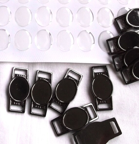 10 X Blank Gunmetal Oval Shoelace Paracord Charm 12 x 16 mm Clear Epoxy Sticker