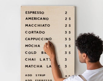 Peg board Display - Park Letter Board - Coffee Shop Menu - Peg Message - Wooden Wedding Signage - Quote Sign - Cafe Restaurant Supplies