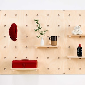 Wooden Pegboard Shelf