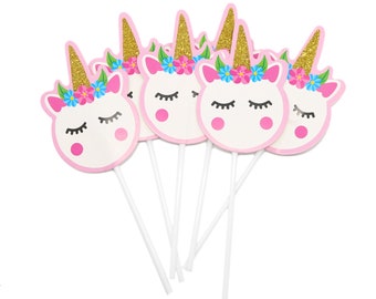 UNICORN CUPCAKE TOPPERS - Set of 6 - Unicorn Party - Unicorn Cake Topper - Unicorn Party Theme - Unicorn Decorations - Birthday Party