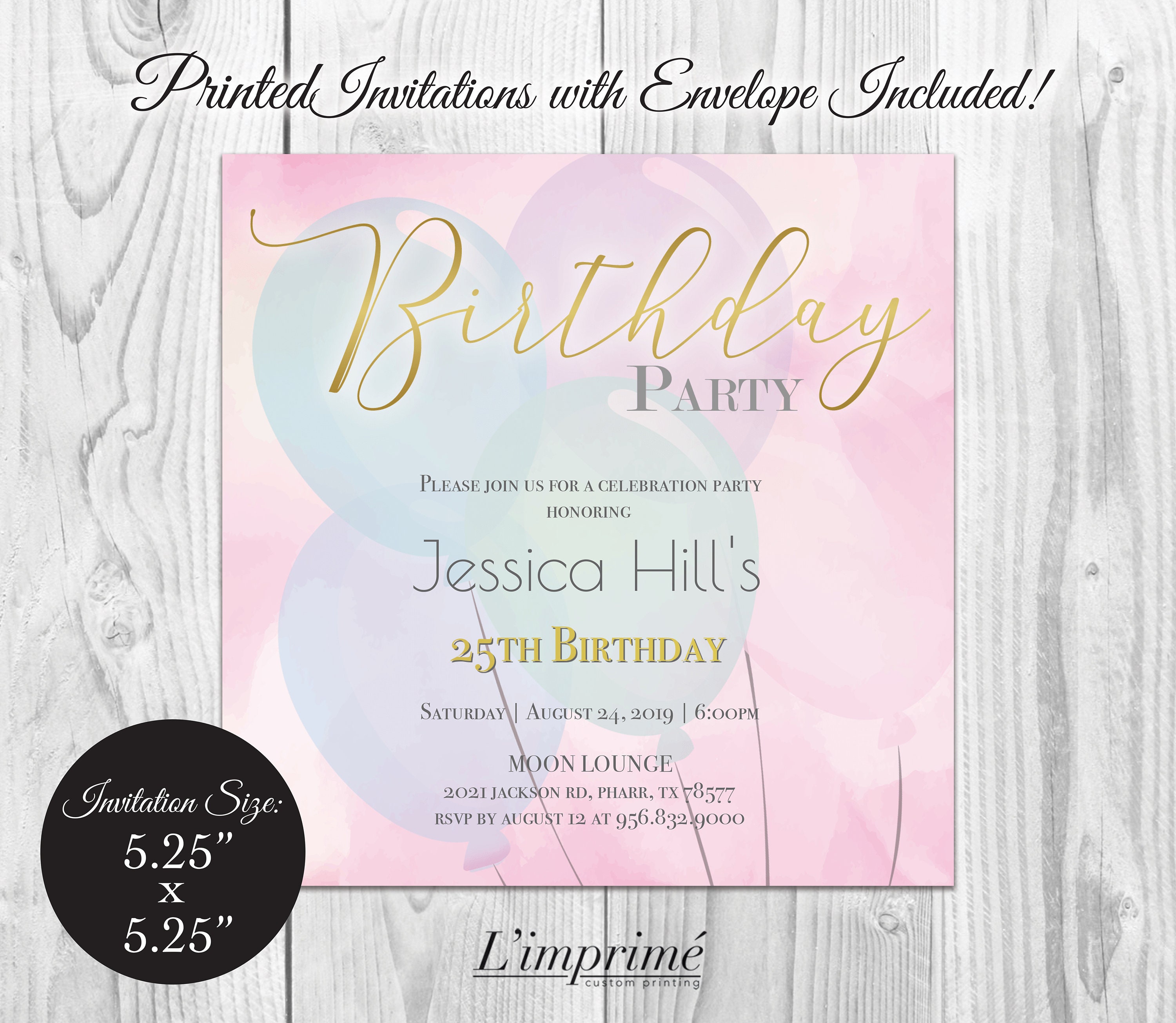 PRINTED BIRTHDAY Invitations & Envelope Birthday Invitation | Etsy