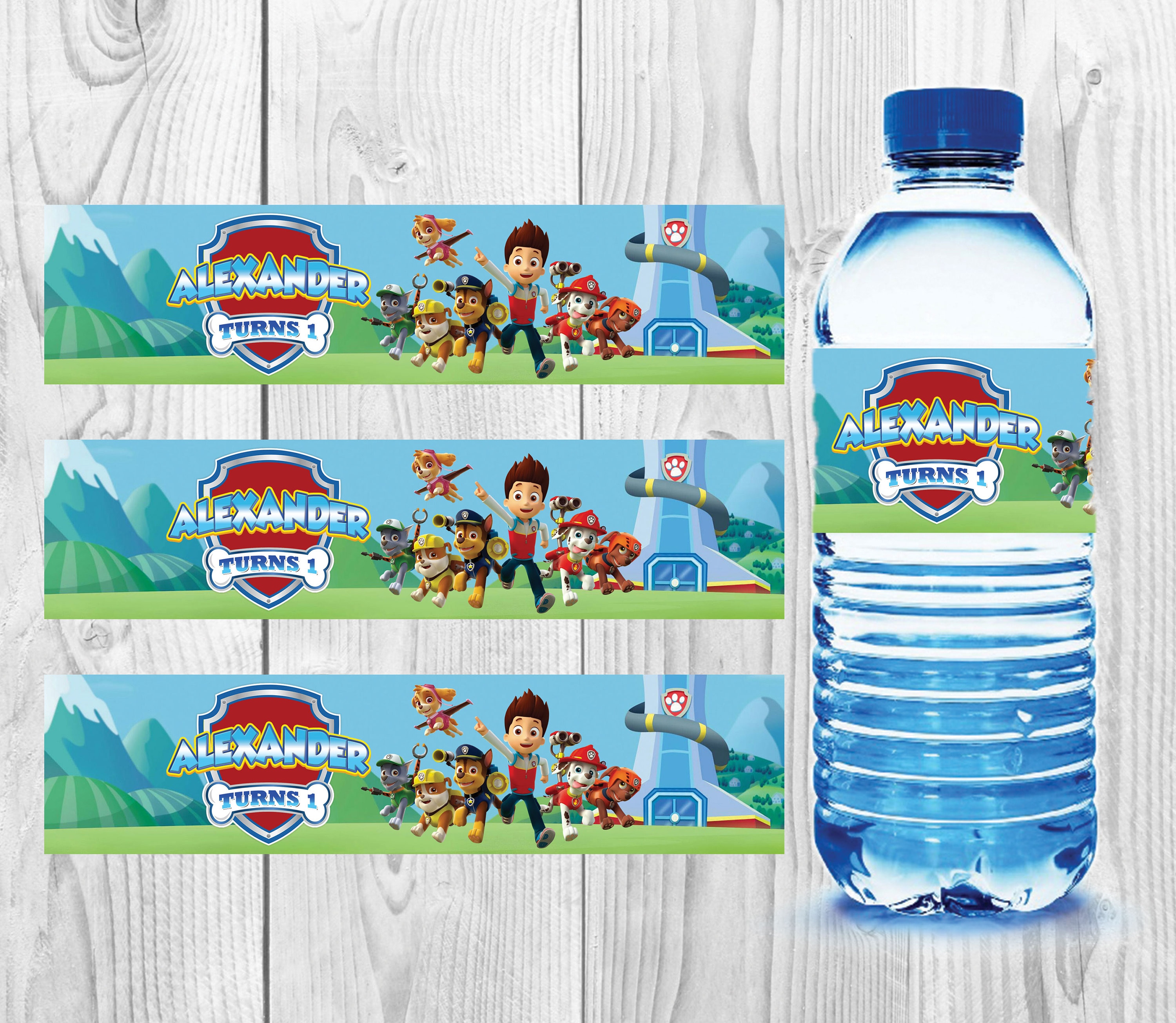 printed paw patrol birthday water bottle labels stickers etsy