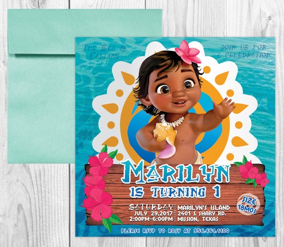 Invitacion Moana Bebe Editable Yuwie