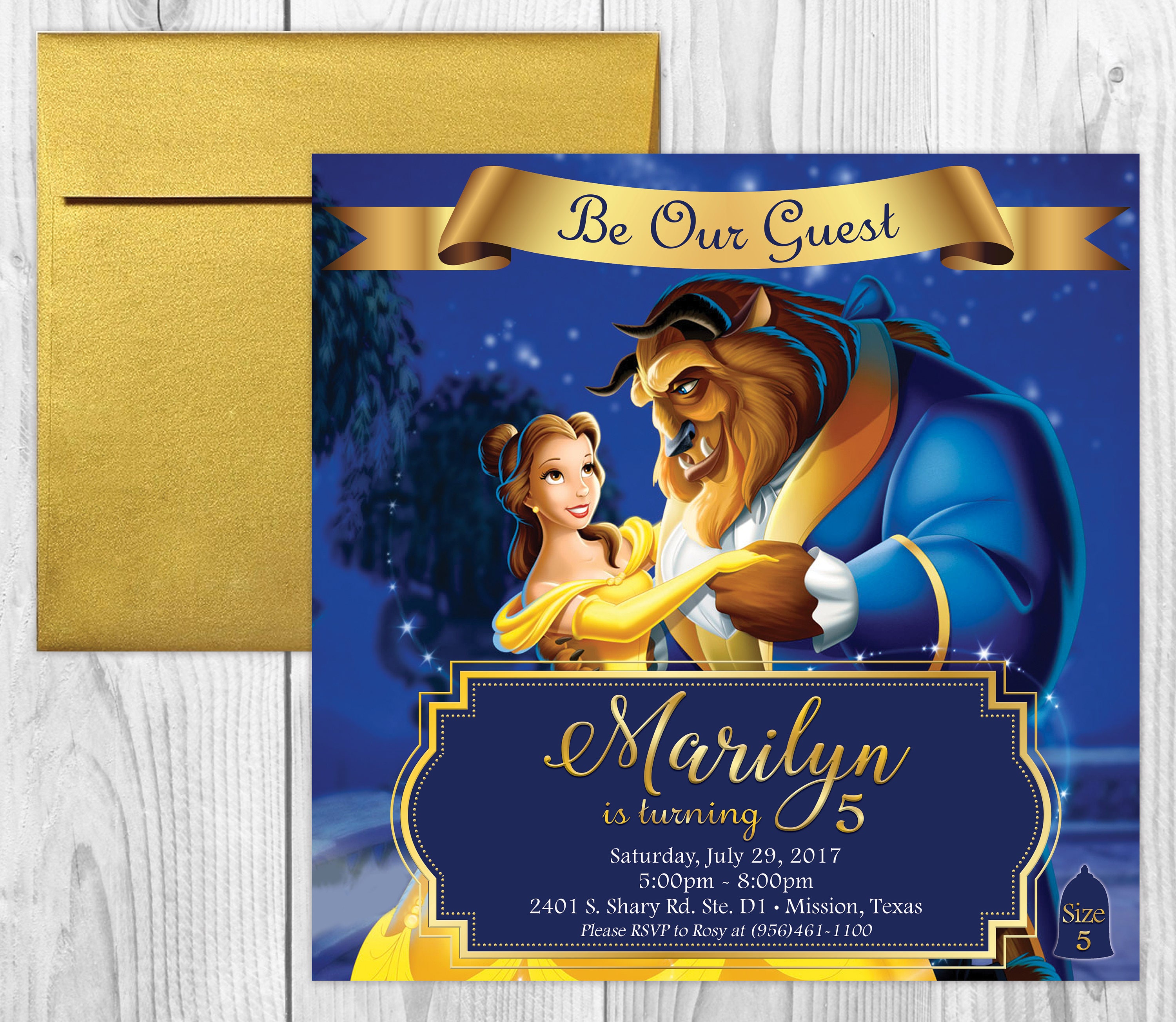 6 x Beauty & The Beast Mrs Pots Invitations & Envelopes Birthday Party Invites