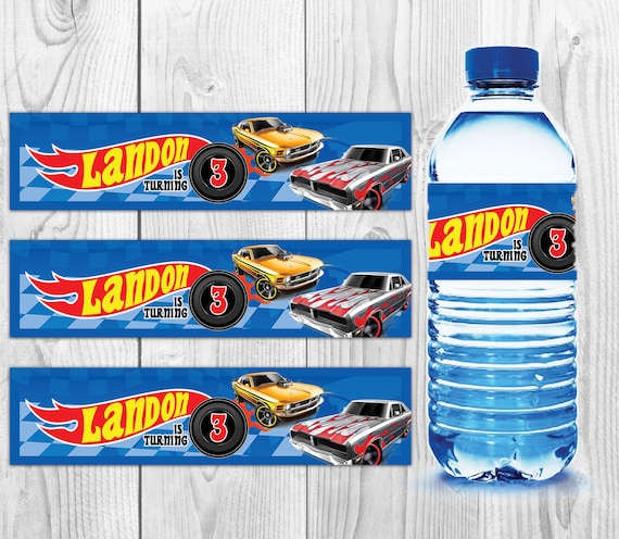 PRINTED HOT WHEELS Cars Birthday Water Bottle Labels | Etsy
