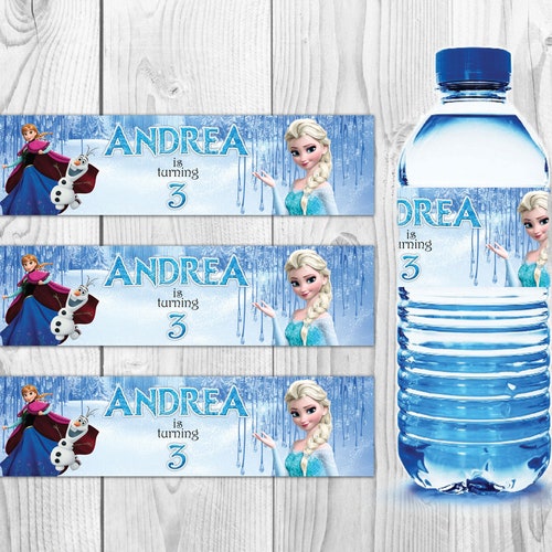 PRINTED FROZEN Birthday Water Bottle Labels - Stickers - Waterproof Labels - Party - Elsa and Anna - Birthday Party