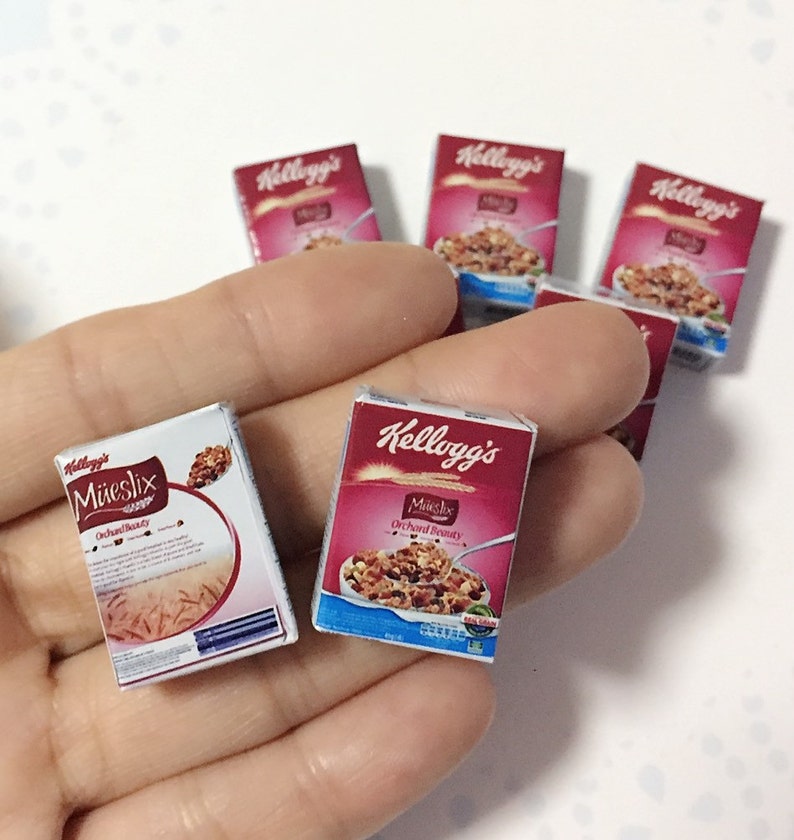 1 box Miniature Cereal Box,Miniature Cereal,Miniature Corn Flakes Box,Miniature breakfast,Dollhouse,Miniature box image 2