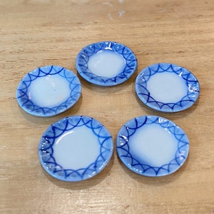 5 pcs.Miniature Plate,Ceramic Plate  Miniature,Miniature food plate,Miniature bakery plate,Dollhouse Plate,Dolls Accessories,DIY,Mini plate