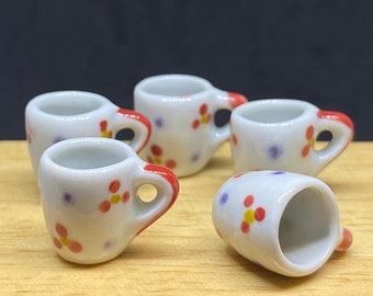 5 Miniature Empty Mug,Miniature Empty cup,Miniature Empty Coffee Cup,Dollhouse ceramic Mug,Miniature Mug,DIY Mug,miniature ceramic cup