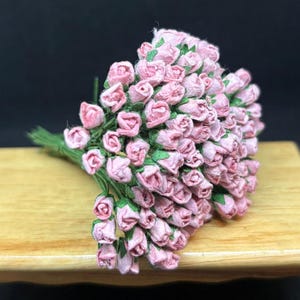 4mm.100pcs.Mini Mulberry Paper Rose,Miniature Paper Flower,Mini Rose Flower,Dollhouse Paper Flower,Miniature Rose,Mulberry Paper,DIY
