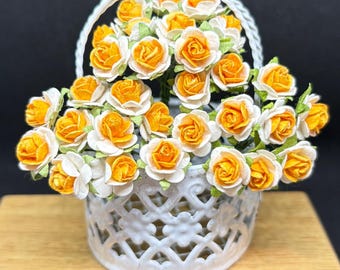 50 pcs.10mm.Miniature Mulberry Paper Flower,Miniature Paper Flower,Mini Rose Flower,Dollhouse Paper Flower,Miniature Rose,DIY flower