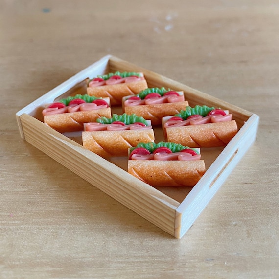 Miniature Sandwiches in Wooden Tray,miniature Bakery,miniature
