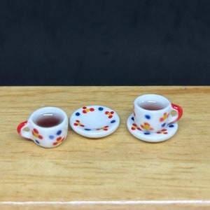 2 Sets Miniature Coffee, Miniature Ceramic Coffee Cup, Miniature Coffee for Dollhouse,Dollhouse Coffee