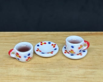 2 Sets Miniature Coffee, Miniature Ceramic Coffee Cup, Miniature Coffee for Dollhouse,Dollhouse Coffee