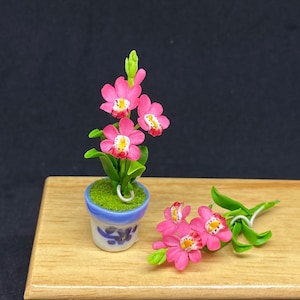 Miniature Flower,Miniature Flower Pot,Miniature Orchid,Dollhouse Flower,Miniature Garden,Dollhouse Orchid,pink Orchid