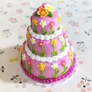 Miniature 3Tier Wedding Cake,Miniature Cakes,Miniature Flower,Wedding Cakes,Dollhouse Cakes