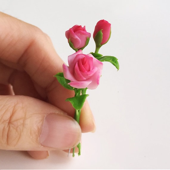 Flor Miniatura, Rosa Miniatura, Flor Para Casa De Muñecas