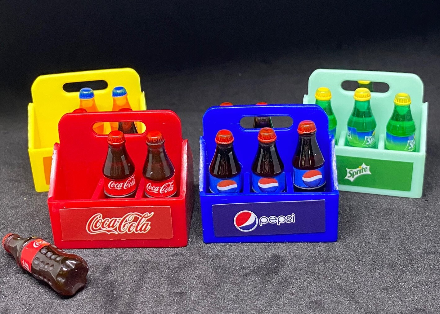 Miniature Coca Cola 6 Bottle With Tray,miniature Coke, Dolls and
