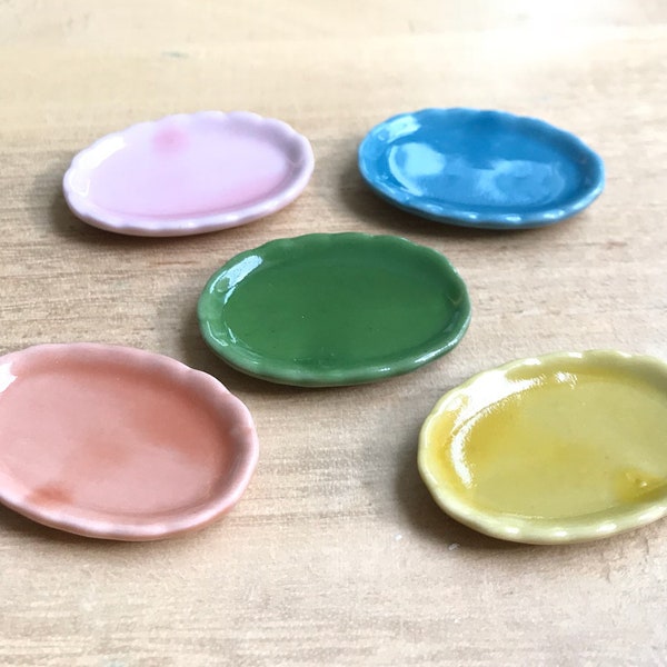 5Miniature Ceramic Plate,Miniature Food Plate,Dollhouse Plate,Miniature tray,Ceramic Plate,Miniature food accessories,Miniature DIY