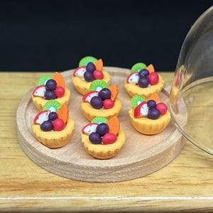 8 pcs. Miniature Mix Fruit Tart, Miniature Cupcakes, Miniature Fruit cakes, Miniature Fruit Pie, Miniature Bakery, Miniature food