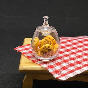 Miniature Glass Bowl &Lid with Cookies,Miniature Real Glass Bottle,Miniature Jar,Miniature Bow,Miniature Jar with Lid,Miniature Glass