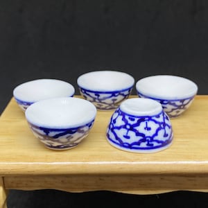 5 Miniature Bowl,Mini Ceramic  Bowl,Miniature food Bowl,Miniature Plate, Dollhouse Bowl,Dollhouse Accessories,Dollhouse Plate