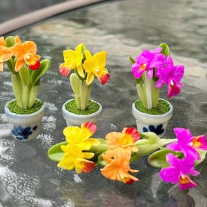 Miniature Flower,Miniature DIY Flower,Dollhouse Flower,Miniature Garden,Dollhouse Flower Clay,Flower,Mini Flower,Cattleya