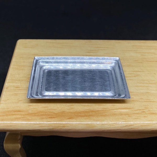 2 pcs.Miniature Empty Metal Tray,Miniature Aluminum Tray,Miniature Tray, Aluminum tray, Dollhouse Tray, Metal Tray