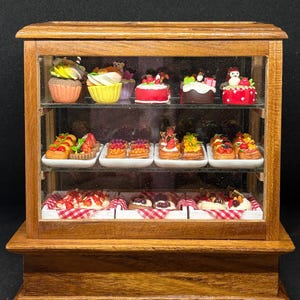 Miniature Wooden Stand with Bakery,Miniature Bakery Display,Miniature Mix Bakery,Miniature Fruit Bread Bakery,Miniature bread