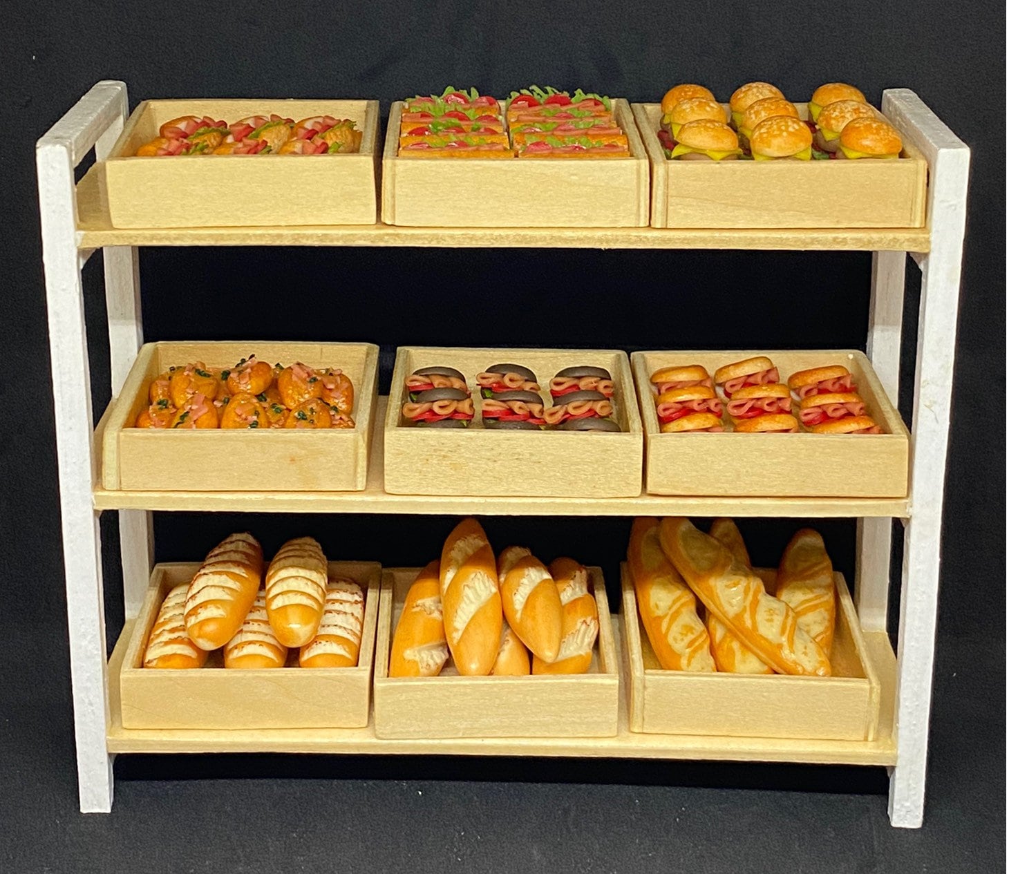 Mini Bakery Model Miniature Bakery on Wooden Stand,miniature Display,miniature Hamburger ...