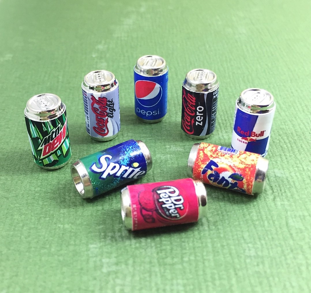 5 Stk. Mini Cola Dosen Mini Getränke-Dosen im Maßstab 1:12  Erfrischungsgetränke