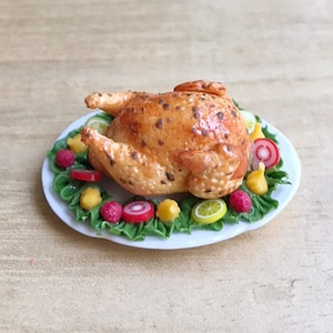 Miniature gebratenes Huhn,Truthahnhuhn Miniatur,Miniatur Essen,Puppenhaus Essen,Miniatur Huhn,Miniatur Weihnachten,Truthahn Hühnchen
