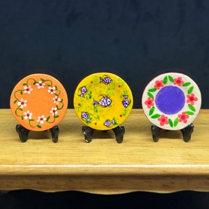 3 pcs.set Miniature Plate,Miniature Clay Plate,Miniature Kitchenware Set,Dollhouse plate