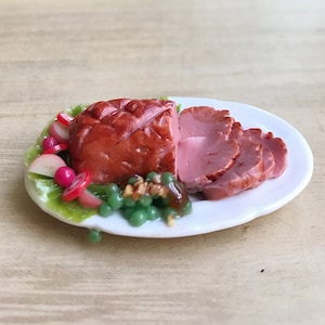 Miniature Roast Ham BBQ,Miniature Steak,Miniature Ham,Miniature food,Dollhouse food,miniature BBQ,Miniatures
