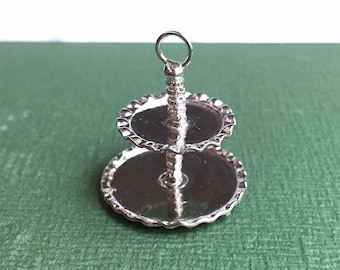 Miniature 2Tiers Tray,Miniature Metal 2Tiers Tray,Miniature Tray,Dollhouse tray,Miniatrue Dessert Tray,Miniature sweet,Food Tray