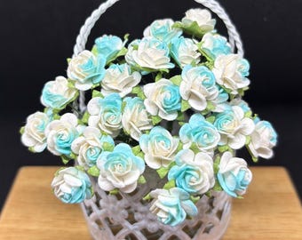 50 pcs.10mm.Miniature Mulberry Paper Flower,Miniature Paper Flower,Mini Rose Flower,Dollhouse Paper Flower,Miniature Rose,DIY Paper