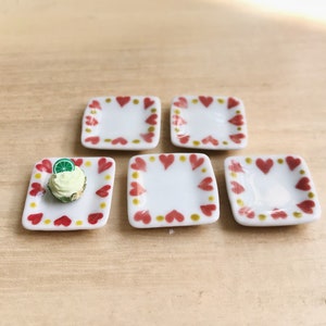 5 pcs.Miniature plate,mini ceramic plate,miniature food plate,Mini Square plate,small plate,dollhouse plate,dollhouse miniarue plate