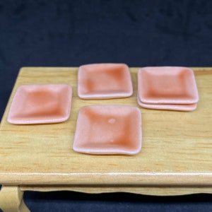 5 Miniature Plate,Ceramic Plate Miniature,Miniature food Plate,Dollhouse Plate,Square Plate,Dollhouse tray,Miniature tray