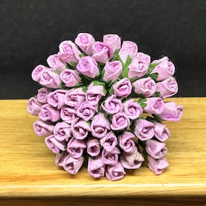 Mini moerbei papier roos, miniatuur papier bloem, mini roos bloem, poppenhuis papier bloem, miniatuur roos, moerbei papier, doe-het-zelf ambacht