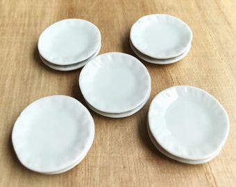 5 pcs.Miniature Plate,Ceramic Plate Miniature,Miniature food Plate,Dollhouse Plate,Small Plate,Dollhouse tray,Miniature tray,DIY