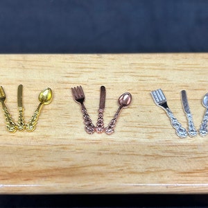 Miniature Fork,Miniature Spoon,Miniature Knife,Fork Spoon Knife Set,Dollhouse Fork,Dollhouse Spoon,Dollhouse Knife Dollhouse Accessories