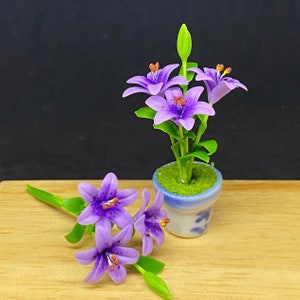 Miniatuurbloem, miniatuurlelie, poppenhuisbloem, miniatuurtuin, poppenhuislelie, bloemklei, leliebloem, minibloempot