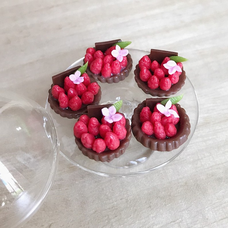 Miniature Chocolate Strawberry Cake,Miniature Sweet,Dollhouse cakes,Miniature bakery,Miniature Cakes,Dollhouse Bakery,Fruit Cakes image 2